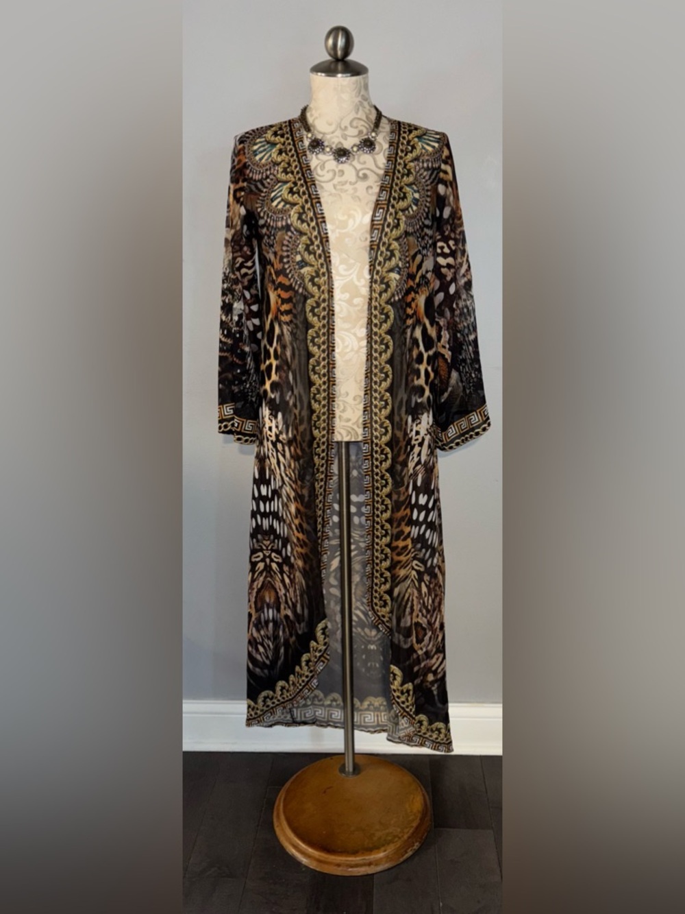 RENEES Sheer Animal Print Duster
